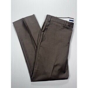 Men's Incotex Super 100's Wool Flat Front Dress Pants 36x31 Brown High Comfort